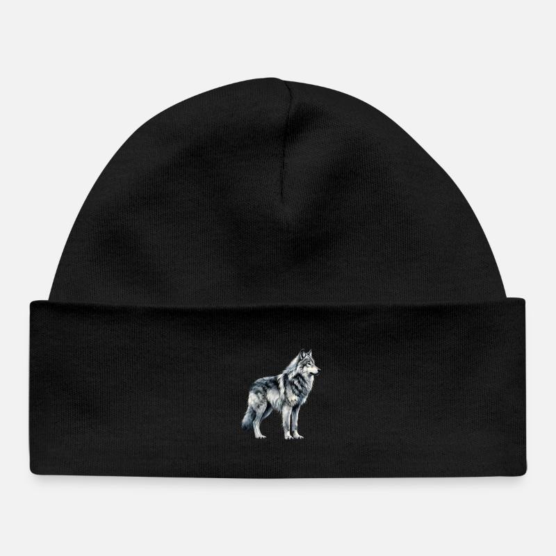 Loup design Wolf Lover Loup Majestueux - Bonnet bébé bio - noir