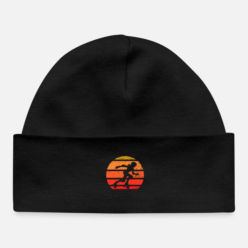 Patineur à roulettes rétro Silhouette Sunset - Bonnet bébé bio - noir