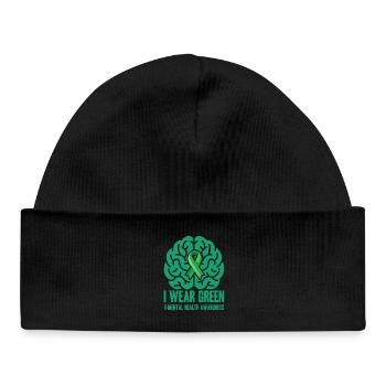 I Wear Green - Green Belt - Baby Organic Beanie - black - Front