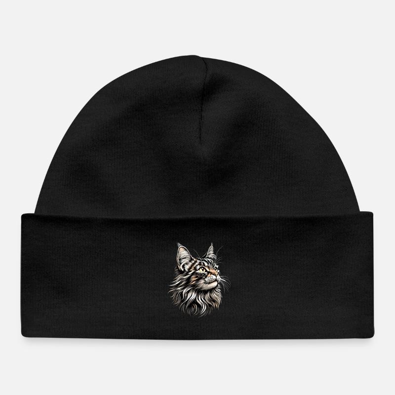Maine Coon Chat Chat Maman Chat Maine Coon Chats - Bonnet bébé bio - noir