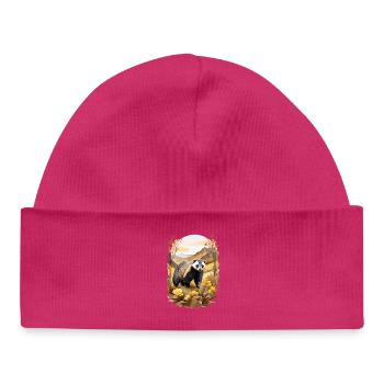 Blaireau à la montagne - Bonnet bébé bio - hot pink - Devant