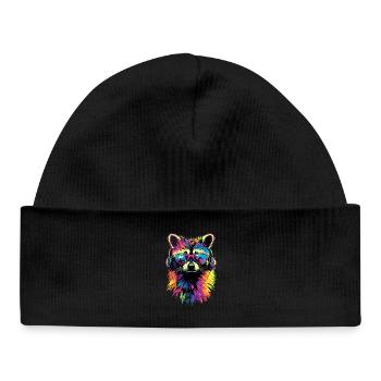 Raccoon Popart Colorful Rainbow Raccoon Raccoon Raccoon - Baby Organic Beanie - black - Front