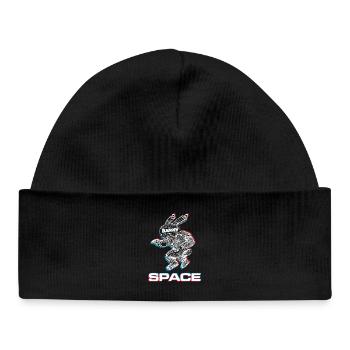 Abstract Space Bunny with 3D Effect - Baby Organic Beanie - black - Front
