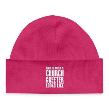 this is what a church greeter looks like - Baby Organic Mütze - hot Pink - Vorne
