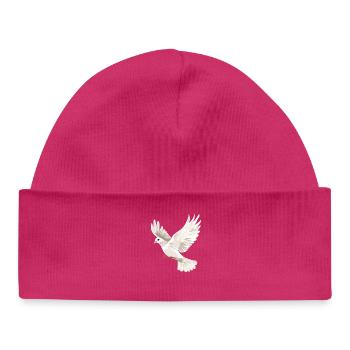 Taube Weiß Frieden Peace Ringeltaube Weiße Tauben - Baby Organic Mütze - hot Pink - Vorne