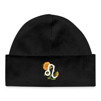 Signe du zodiaque Lion - Tournesol Astrologie Cadeau - Bonnet bébé bio - noir - Devant