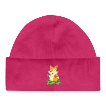 Fox Baby Bottle Milk - Baby Organic Beanie - hot pink - Front