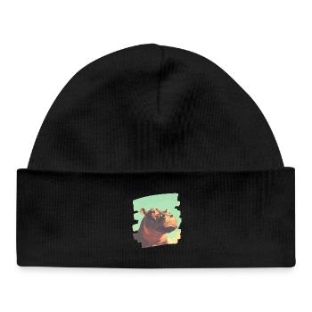 Nilpferd Retro - Baby Organic Mütze - Schwarz - Vorne