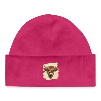 Scottish Highland cattle - Baby Organic Beanie - hot pink - Front