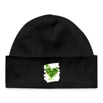 Saint-Patrick Shamrock Heart - Bonnet bébé bio - noir - Devant