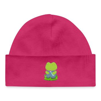 Frog Toothbrush - Baby Organic Beanie - hot pink - Front