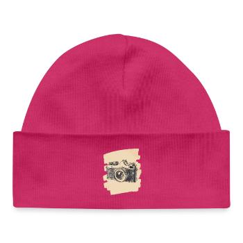 Camera Photographer Photo - Baby Organic Beanie - hot pink - Front