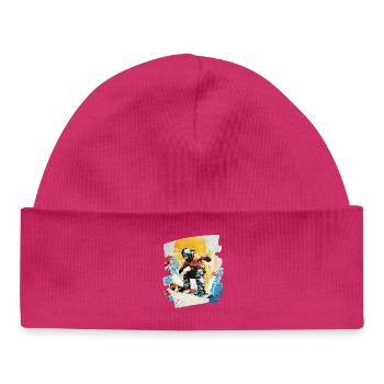Snowboarder powder snow - Baby Organic Beanie - hot pink - Front