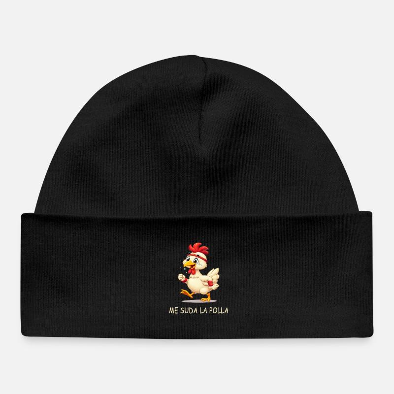 Poule En Sueur animée - Bonnet bébé bio - noir