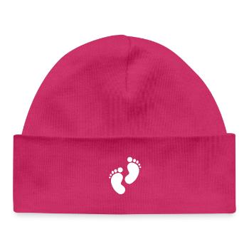 Empreinte de bébé, pieds de bébé - Bonnet bébé bio - hot pink - Devant