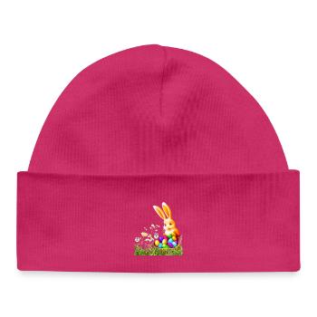 Osterhase mit bunten Eiern - Baby Organic Mütze - hot Pink - Vorne