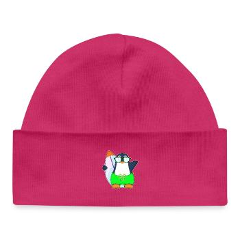 Été de surf Penguin - Bonnet bébé bio - hot pink - Devant
