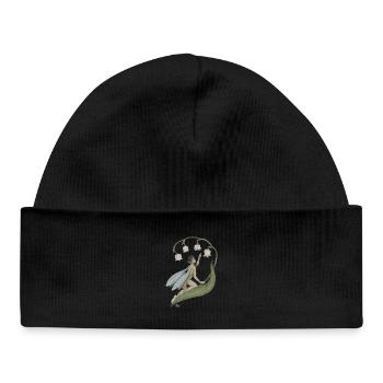 Pixie with lily of the valley - Baby Organic Beanie - black - Front
