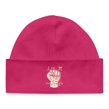 Les mathématiques au lieu du poing – les problèmes sont résolus avec le cerveau - Bonnet bébé bio - hot pink - Devant