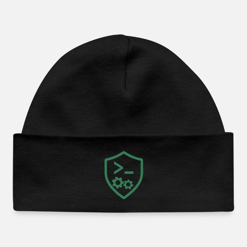 Code Shield with Gears - Baby Organic Beanie - black