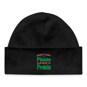 Keep Calm Plants Have Protein - Vegan Vegetarian - Bonnet bébé bio - noir - Devant