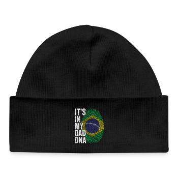 Drapeau Brésil Empreinte Papa Brésilien - Bonnet bébé bio - noir - Devant