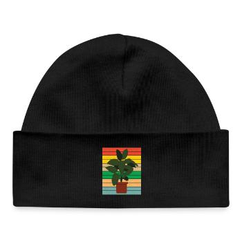 Potted houseplant flat retro - Baby Organic Mütze - Schwarz - Vorne
