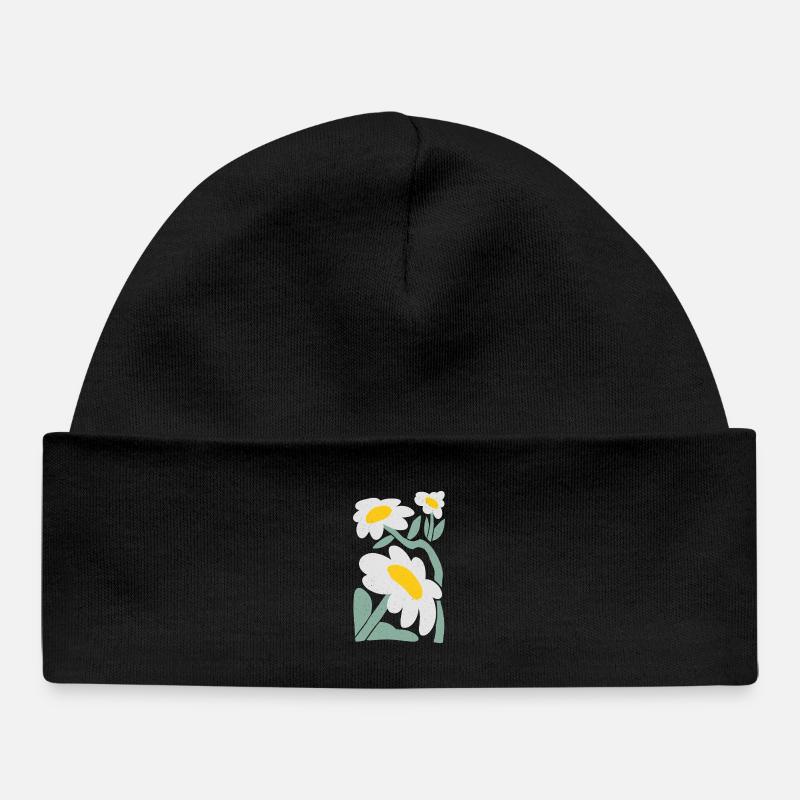 Verspielte Gänseblümchen Illustration - Baby Organic Mütze - Schwarz