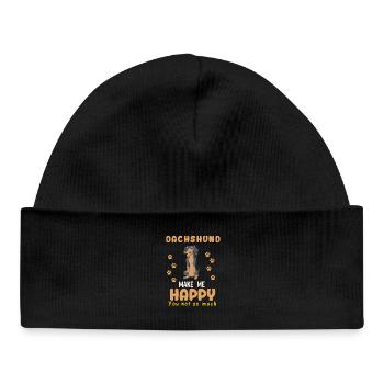 teckel mignon Make Me Happy Citation Design - Bonnet bébé bio - noir - Devant