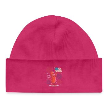 Patriotic Kawaii Sausage Independence Day 4th of - Baby Organic Beanie - hot pink - Front