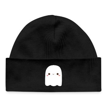 Playful Ghost Character Illustration - Baby Organic Beanie - black - Front