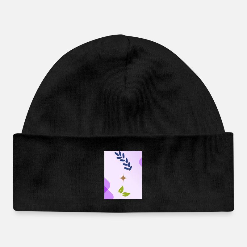 Design minimaliste de feuilles inspiré de la nature - Bonnet bébé bio - noir