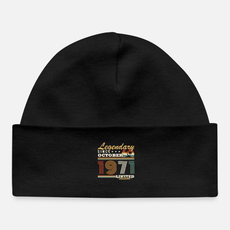 Octobre 1971 Vinatge Retro Cadeau Anniversaire - Bonnet bébé bio - noir
