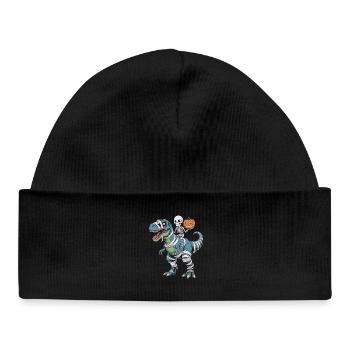 T-Rex d’Halloween avec skellet et citrouille - Bonnet bébé bio - noir - Devant