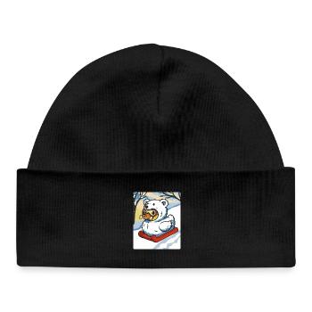 Motoneige d’hiver avec costume d’ours canard parlant - Bonnet bébé bio - noir - Devant