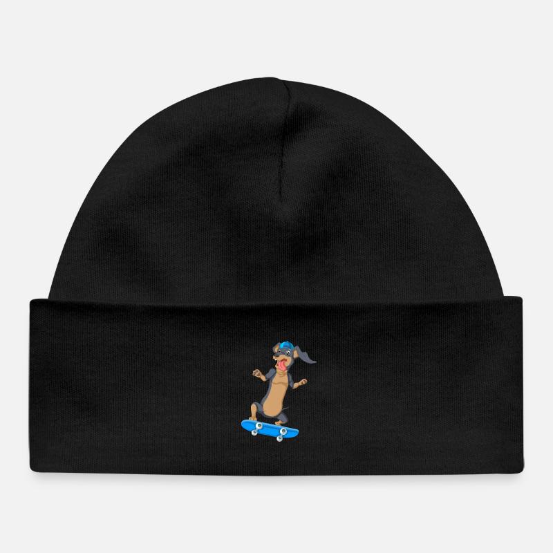 T-shirt de skateboard teckel - Bonnet bébé bio - noir
