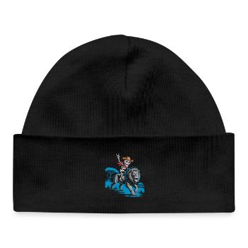 Squelette sur lion dans le style du Far West - Bonnet bébé bio - noir - Devant
