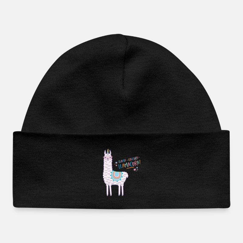 Lamacorn Licorne Lama Rose - Bonnet bébé bio - noir