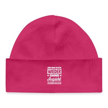Encore une fois sans surveillance – sarcasme - Bonnet bébé bio - hot pink - Devant