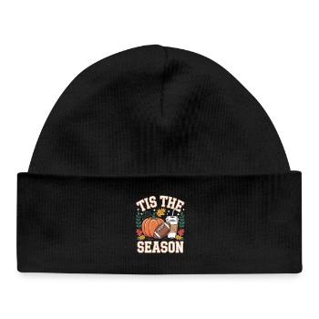 Tis The Season Football Fall Design - Baby Organic Beanie - black - Front