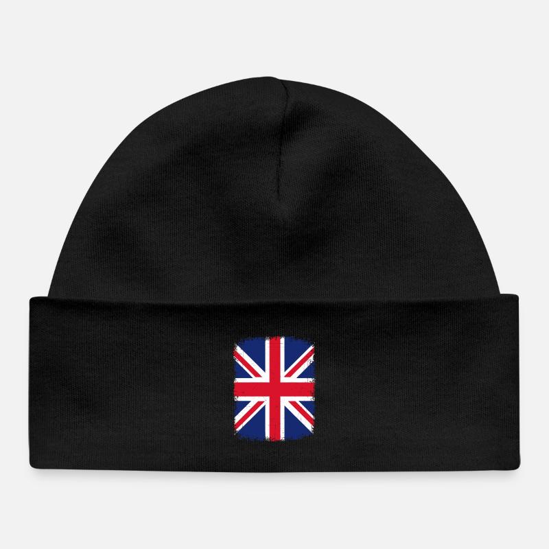 Distressed Union Jack Graphic - Baby Organic Beanie - black