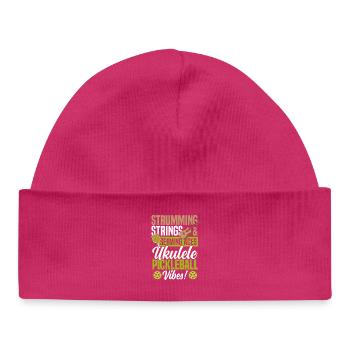 Hawaiian Guitar UKE Pickleball and Ukulele - Baby Organic Beanie - hot pink - Front