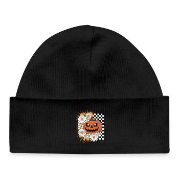 Citrouille Halloween | Jack o Lantern Floral - Bonnet bébé bio - noir - Devant