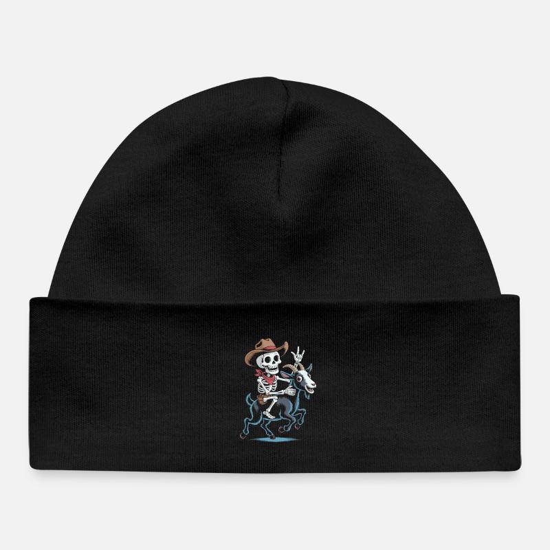 Squelette cow-boy sur chèvre - Bonnet bébé bio - noir