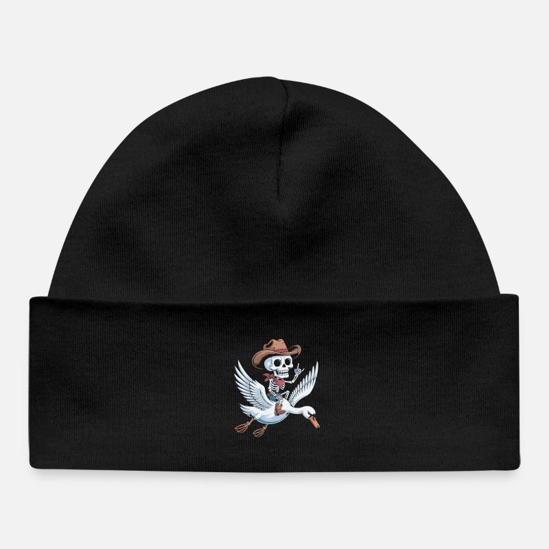 Squelette cow-boy sur cygne - Bonnet bébé bio - noir