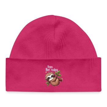 Sloth Lazy Day Nope Not Today - Baby Organic Beanie - hot pink - Front