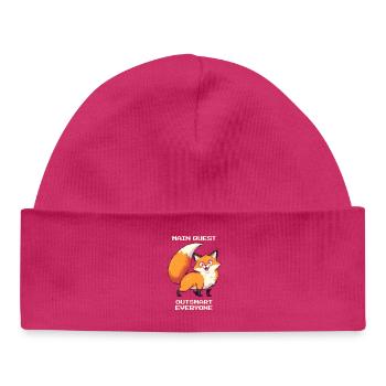Quête principale : Déjouer tout le monde | Renard Derpy - Bonnet bébé bio - hot pink - Devant