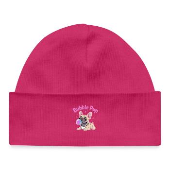 Bubble Pup Bouledogue Français avec bulle de savon - Bonnet bébé bio - hot pink - Devant
