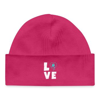 Tierliebe Logo mit Pfotenherz - Baby Organic Mütze - hot Pink - Vorne