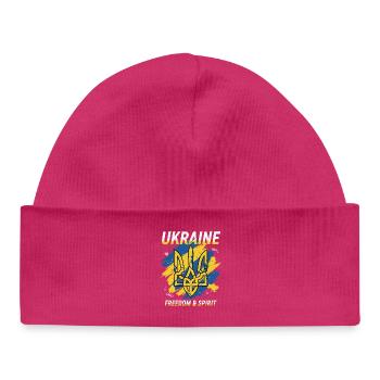 Ukraine Freedom Crest Art - Baby Organic Beanie - hot pink - Front